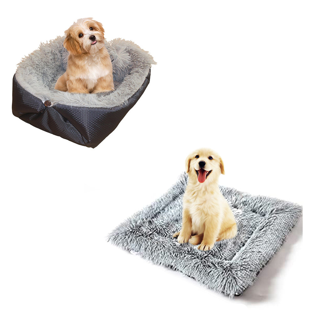 SOGA Cuccia Cuscino Nido 2 in 1 Nero – Morbido e Caldo per Cani e Gatti
