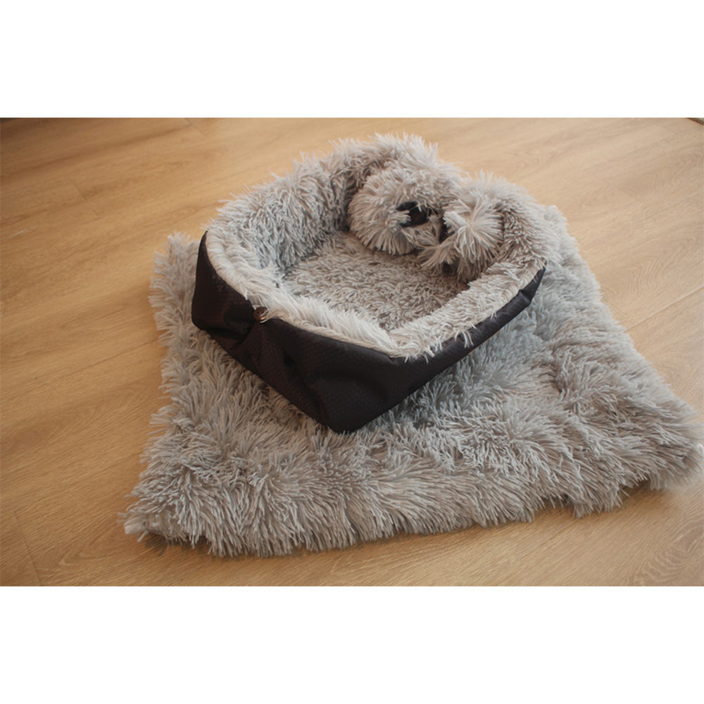 SOGA Cuccia Cuscino Nido 2 in 1 Nero – Morbido e Caldo per Cani e Gatti