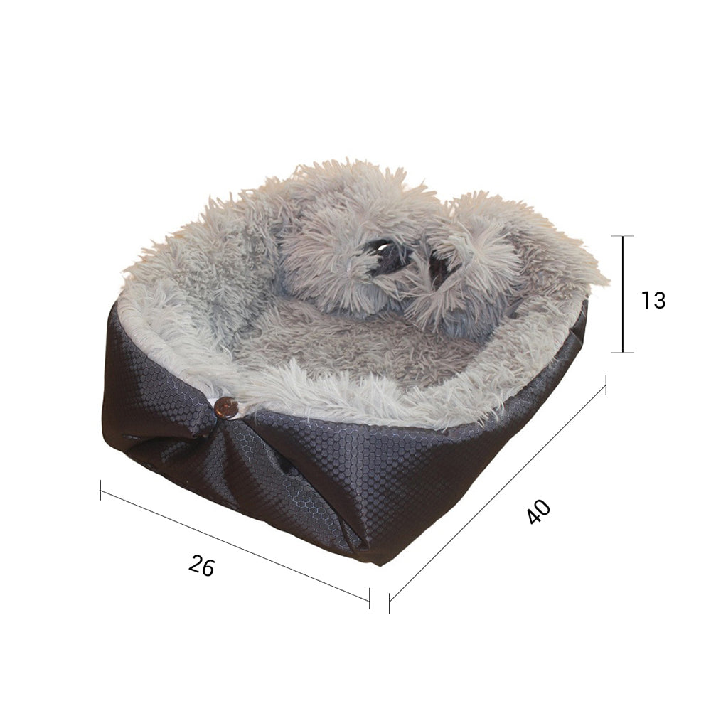 SOGA Cuccia Cuscino Nido 2 in 1 Nero – Morbido e Caldo per Cani e Gatti