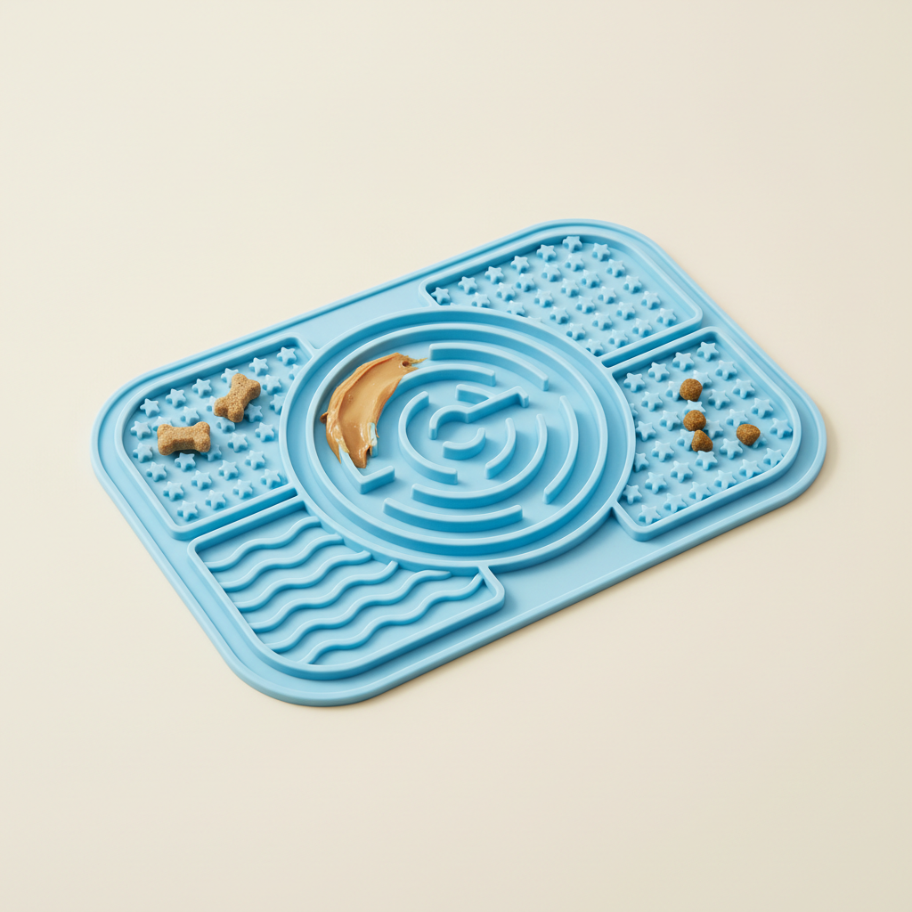 Tappetino leccatoio in silicone su sfondo bianco