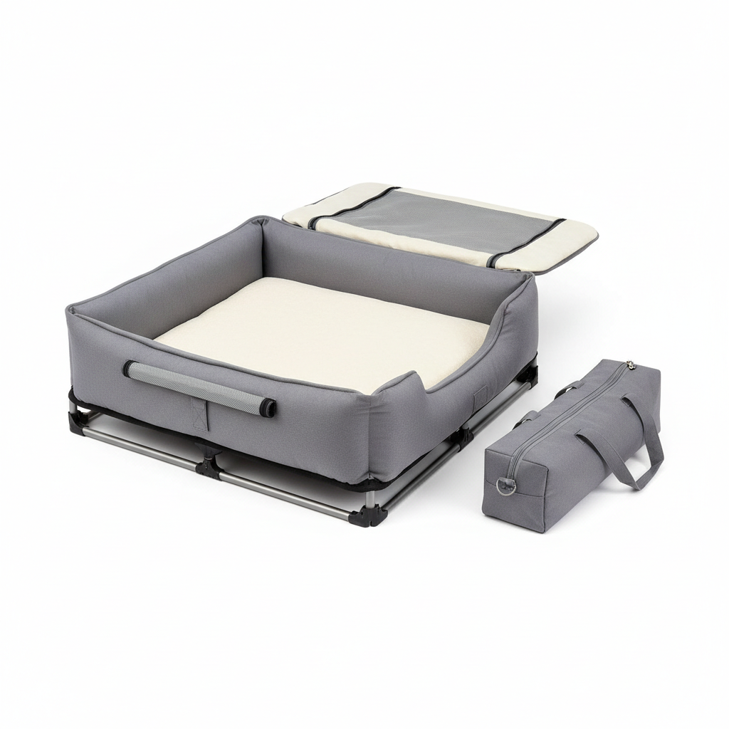 Cuccia pieghevole riposta nella borsa