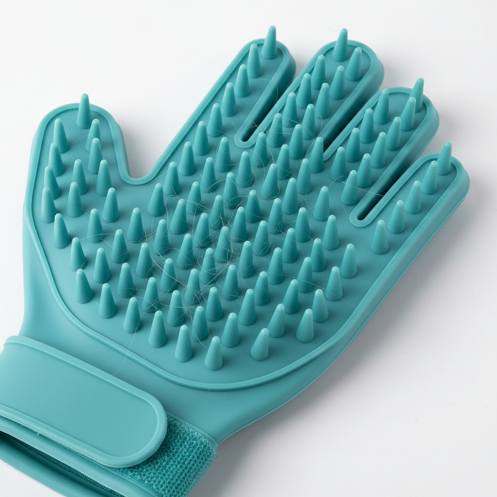 Dettaglio setole in silicone guanto spazzola